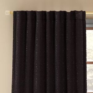 Set of 2 Target Threshold Blackout Embossed Velvet Curtain Panel Black 50x63